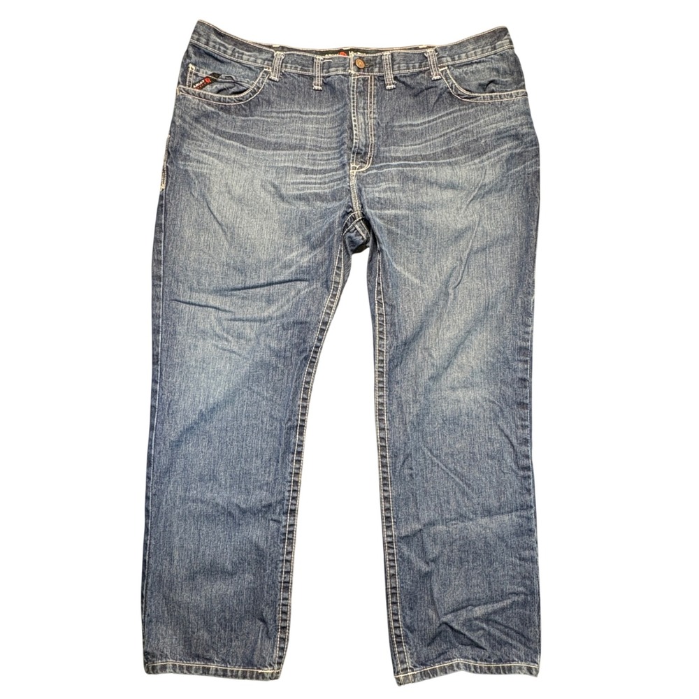 Ariat FR M4 Low Rise Boot Cut Jeans Mens 48x32 Flame Resistant Denim Blue - Picture 2 of 16